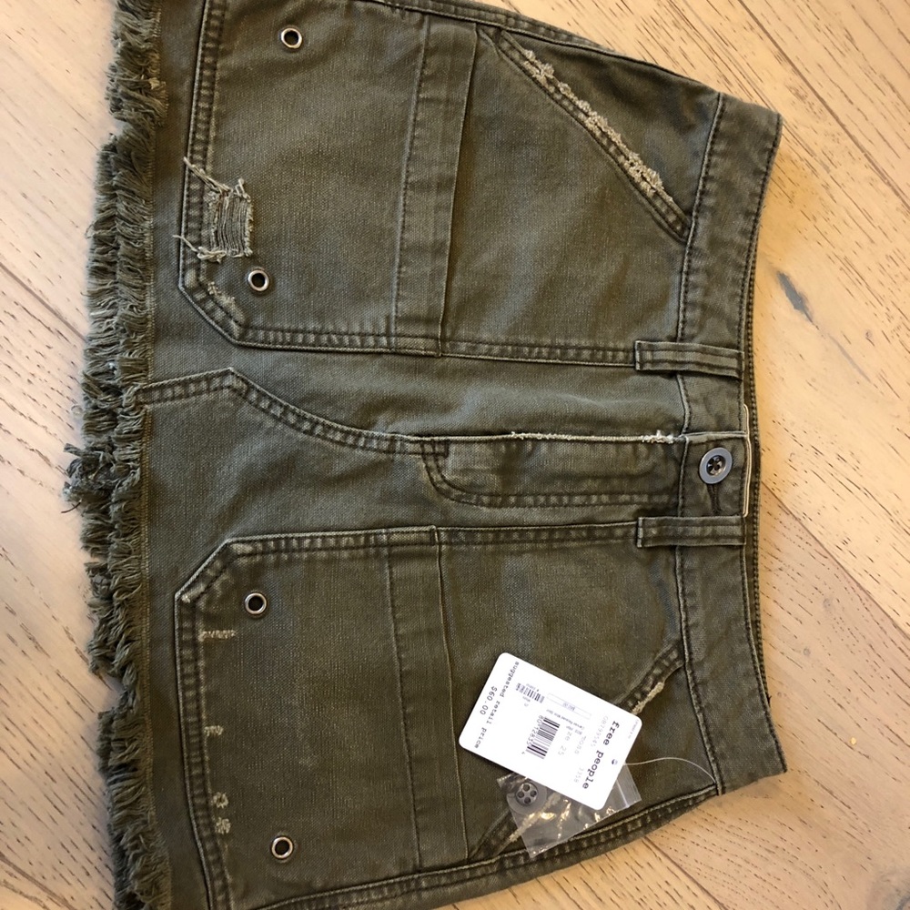 NWT free people mini skirt army green